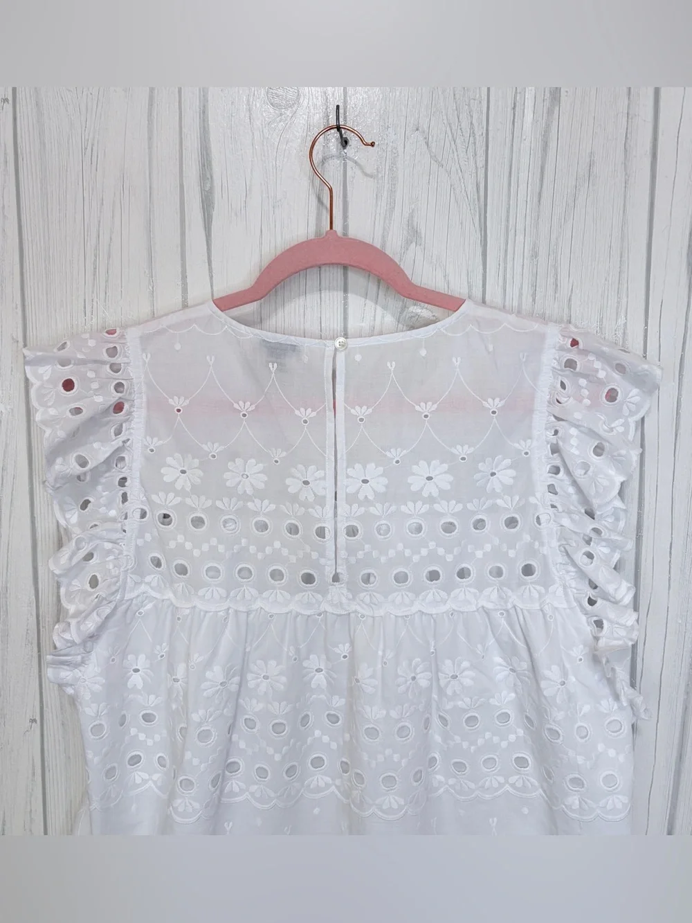 KATE SPADE NY NWOT White Cotton‎ Eyelet Ruffle Top, XL ($179)